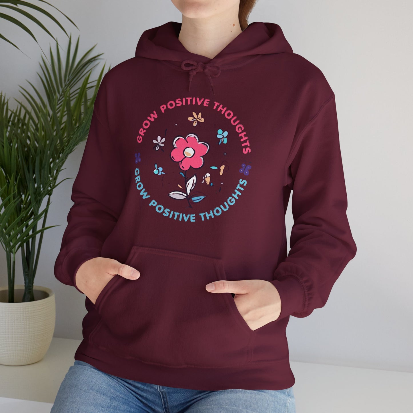 Grow Positive Thoughts (Adult Unisex Hooded Sweatshirt)