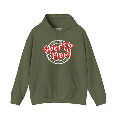 Sports Mom -- Red Font (Adult Unisex Hooded Sweatshirt)