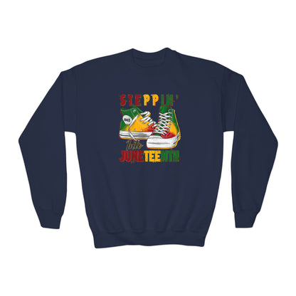 Steppin' Into Juneteenth (Youth Unisex Crewneck Sweatshirt)