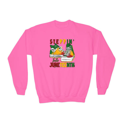 Steppin' Into Juneteenth (Youth Unisex Crewneck Sweatshirt)