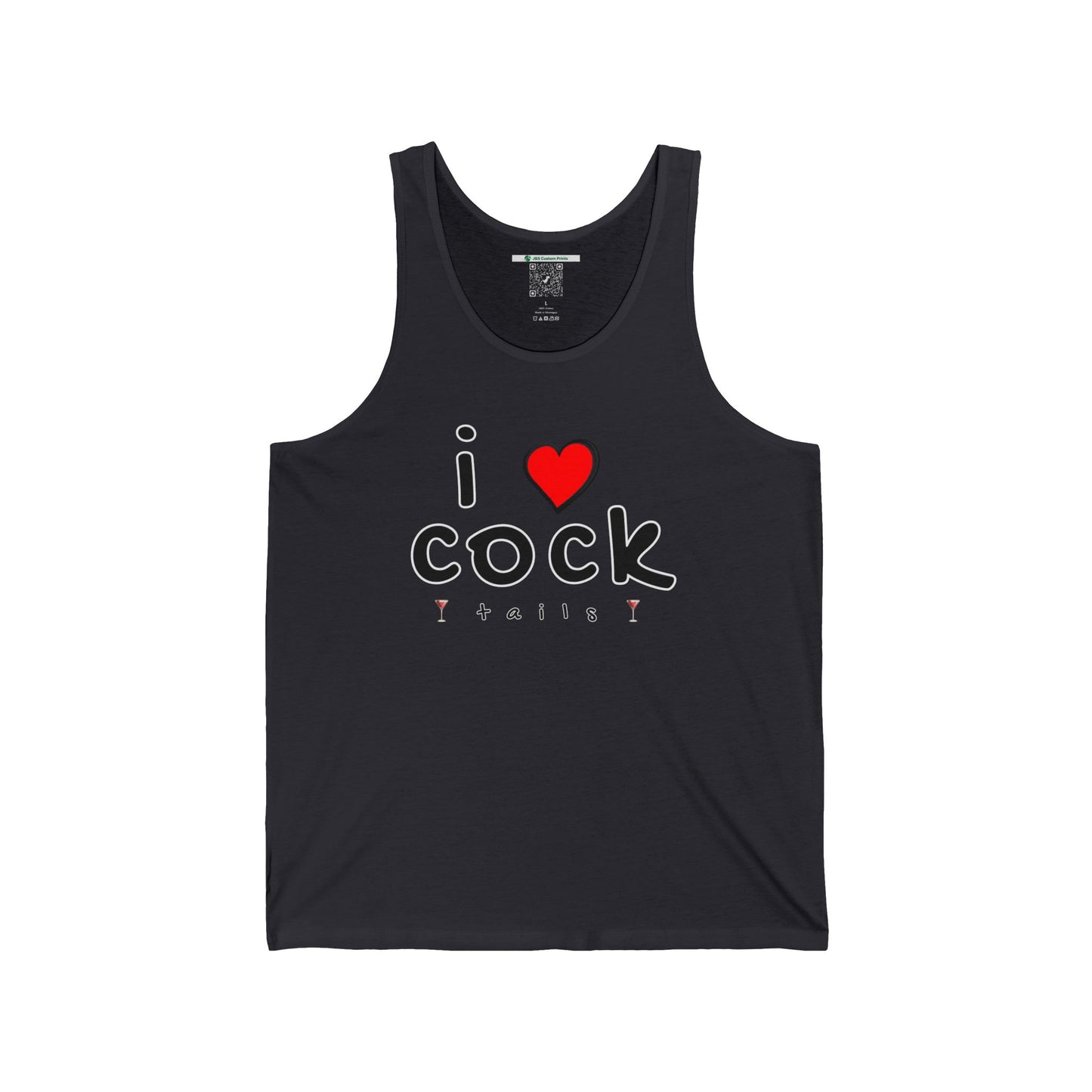 I Love Cocktails -- Playful Font (Adult Unisex Tank Top)