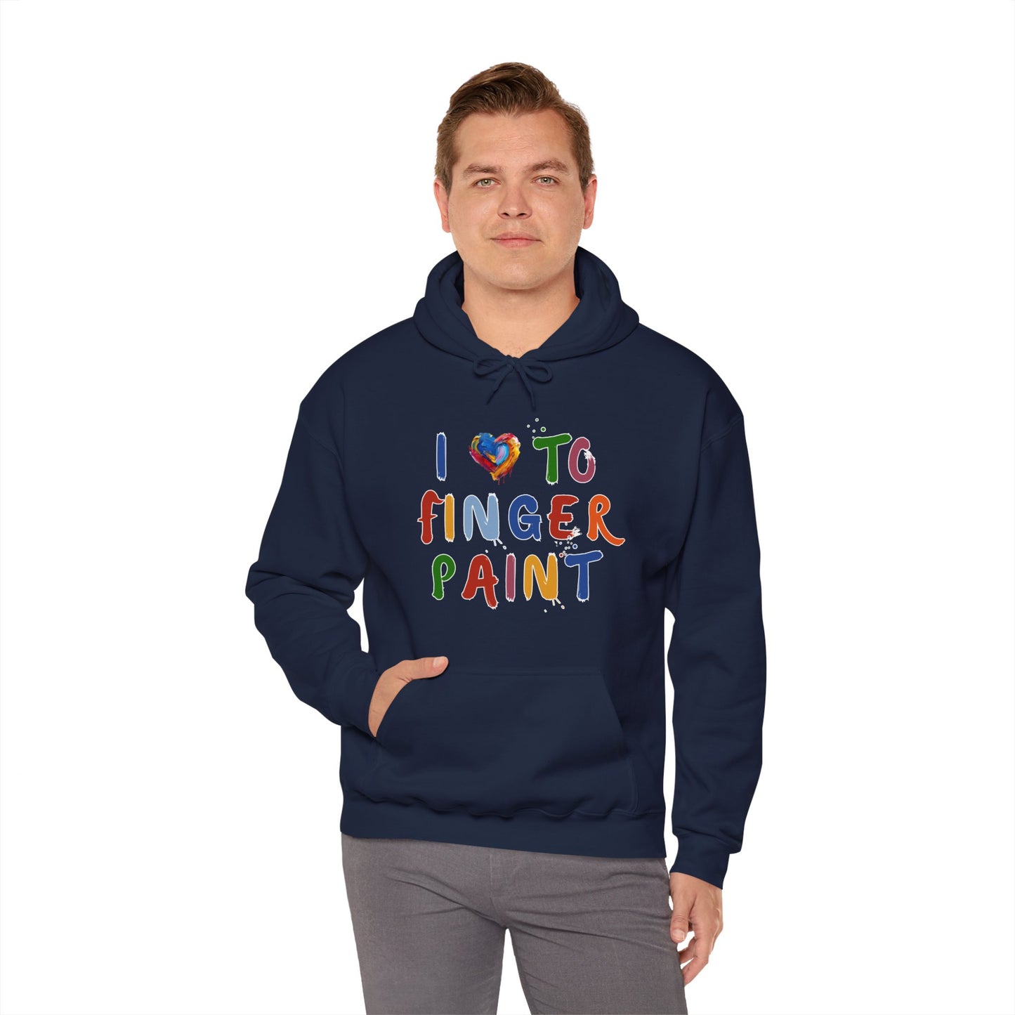 Matching Couple's Set -- I Love to Fingerpaint (Adult Unisex Hooded Sweatshirt)