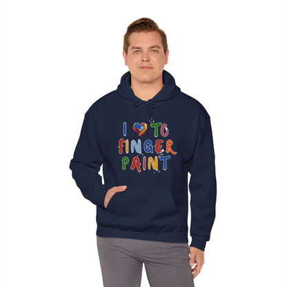 Matching Couple's Set -- I Love to Fingerpaint (Adult Unisex Hooded Sweatshirt)