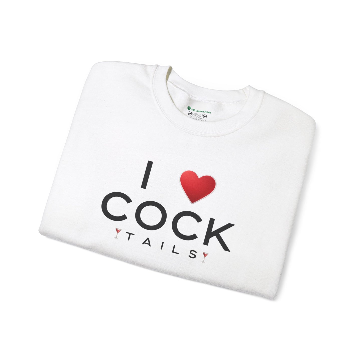 I Love Cocktails -- Simple Font (Adult Unisex Crewneck Sweatshirt)