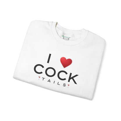 I Love Cocktails -- Simple Font (Adult Unisex Crewneck Sweatshirt)