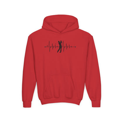 Golf Heartbeat (Youth Unisex Hooded Sweatshirt)