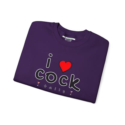 I Love Cocktails -- Playful Font (Adult Unisex Crewneck Sweatshirt)