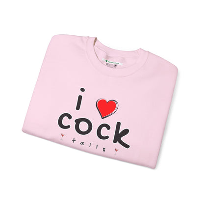 I Love Cocktails -- Playful Font (Adult Unisex Crewneck Sweatshirt)