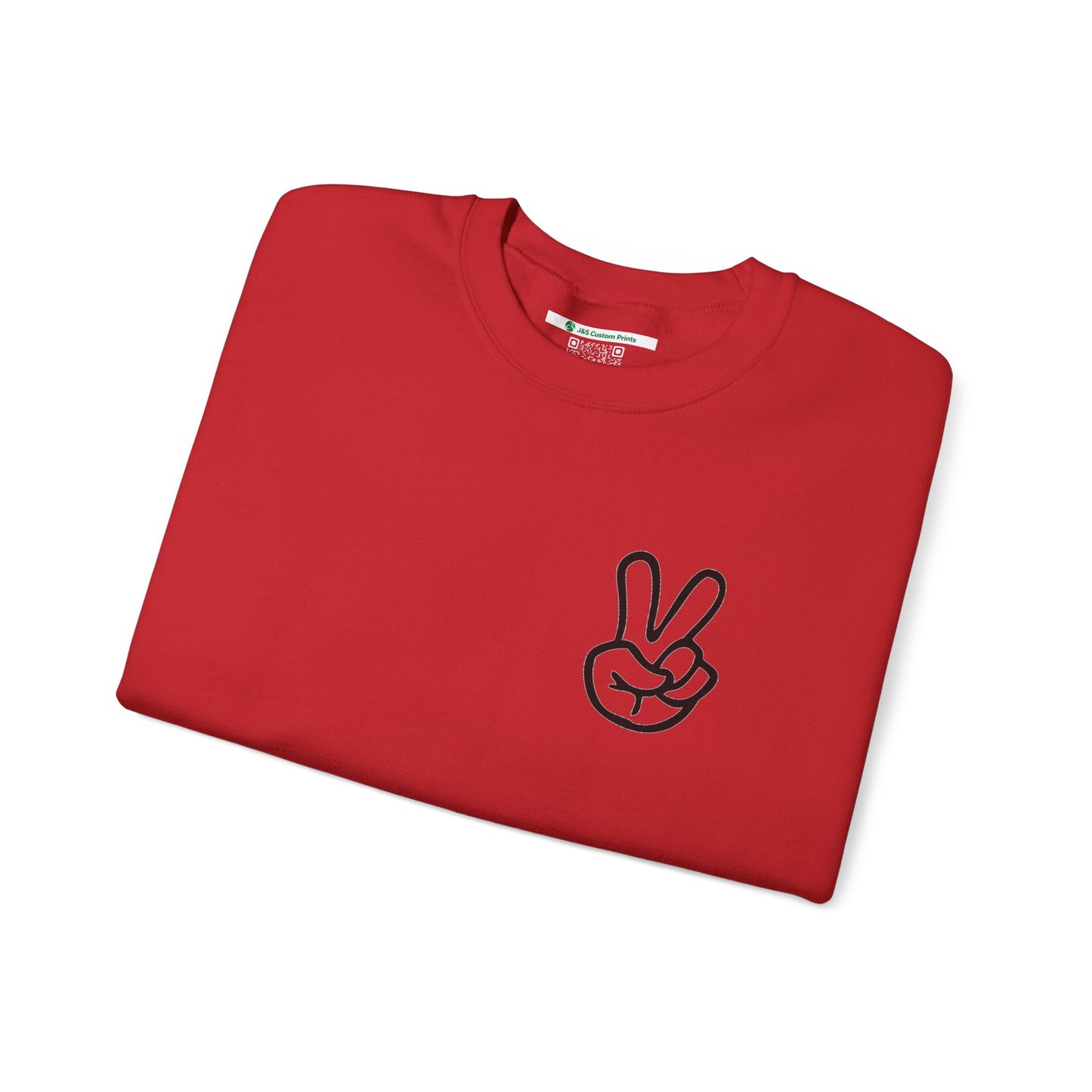 Peace Sign [Sleeve Message] (Adult Unisex Crewneck Sweatshirt)