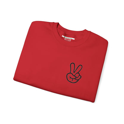 Peace Sign [Sleeve Message] (Adult Unisex Crewneck Sweatshirt)