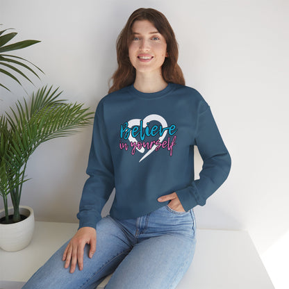 Believe In Yourself -- Blue/Pink (Adult Unisex Crewneck Sweatshirt)