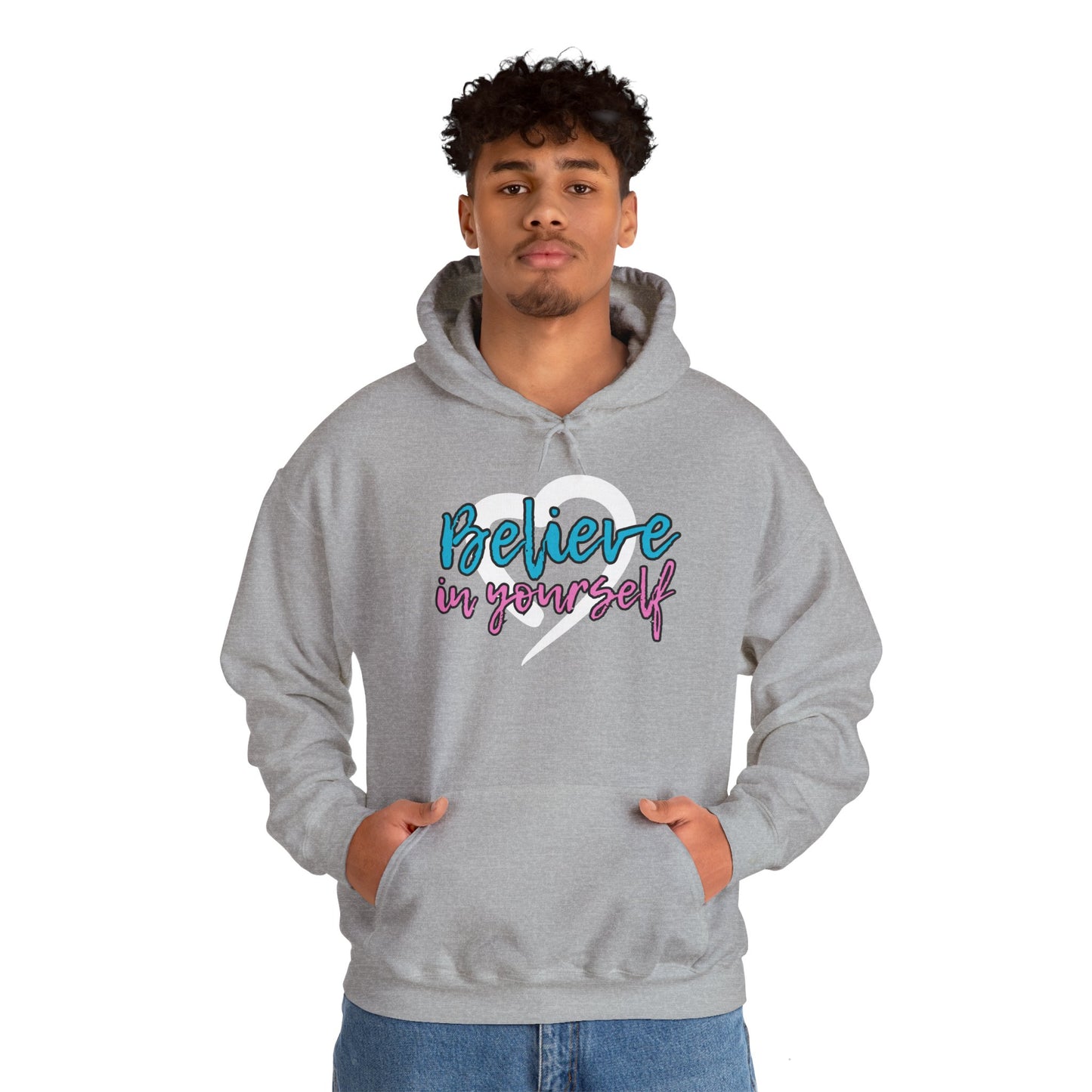 Believe In Yourself -- Blue/Pink (Adult Unisex Hooded Sweatshirt)