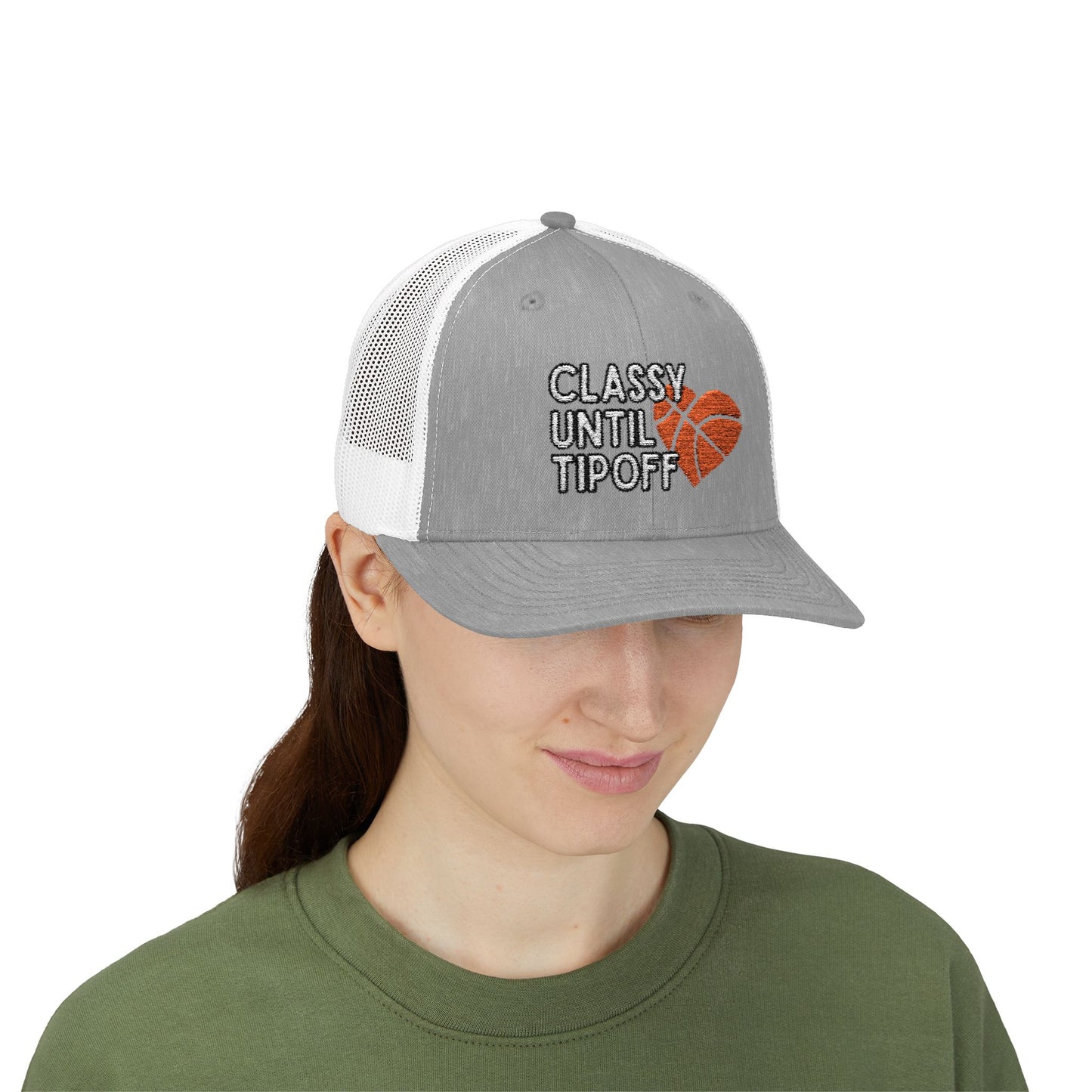 Classy Until Tipoff (Embroidered Snapback Trucker Hat)