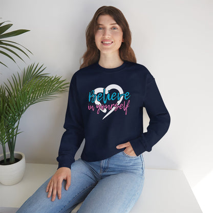 Believe In Yourself -- Blue/Pink (Adult Unisex Crewneck Sweatshirt)