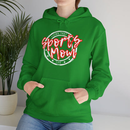 Sports Mom -- Red Font (Adult Unisex Hooded Sweatshirt)