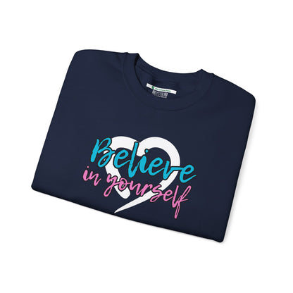 Believe In Yourself -- Blue/Pink (Adult Unisex Crewneck Sweatshirt)