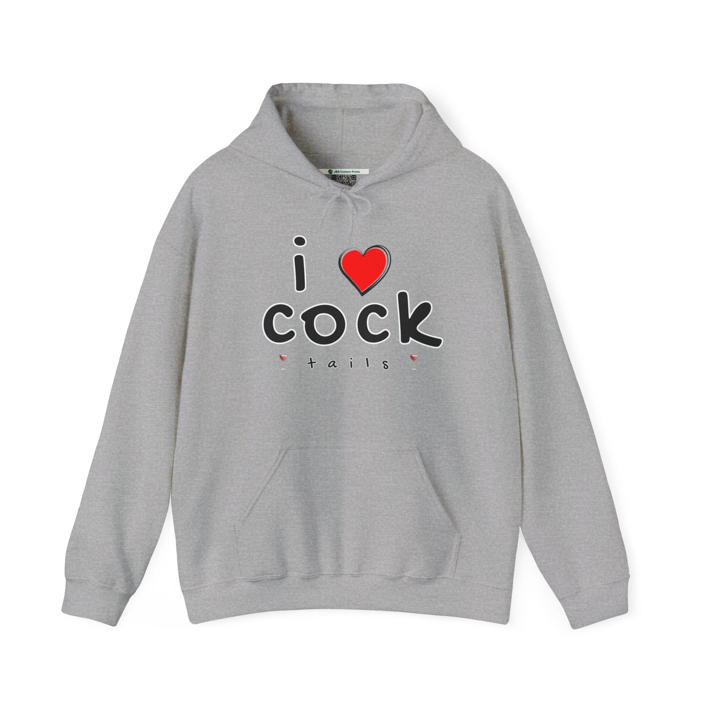 I Love Cocktails -- Playful Font (Adult Unisex Hooded Sweatshirt)
