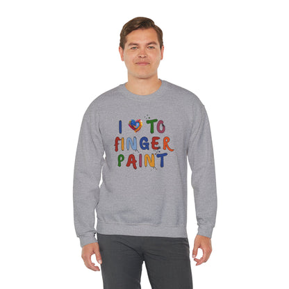Matching Couple's Set -- I Love to Fingerpaint (Adult Unisex Crewneck Sweatshirt)