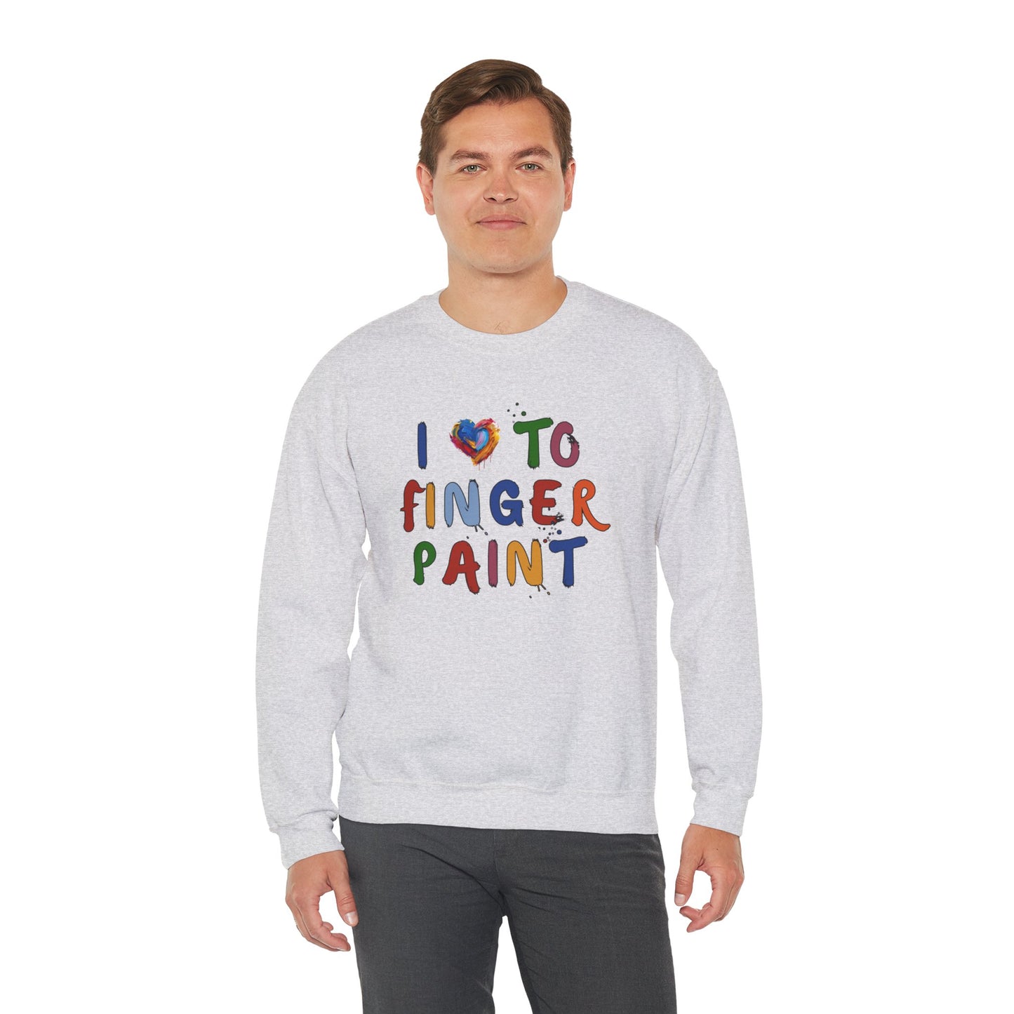 Matching Couple's Set -- I Love to Fingerpaint (Adult Unisex Crewneck Sweatshirt)