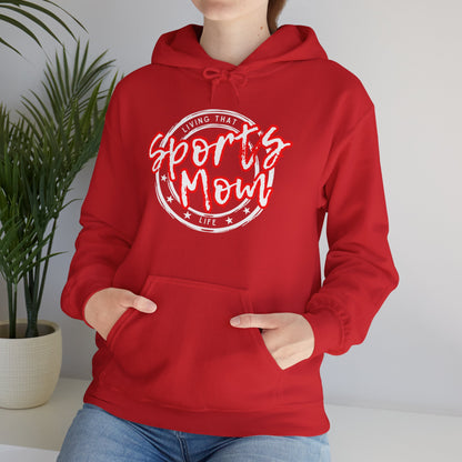 Sports Mom -- Red Font (Adult Unisex Hooded Sweatshirt)