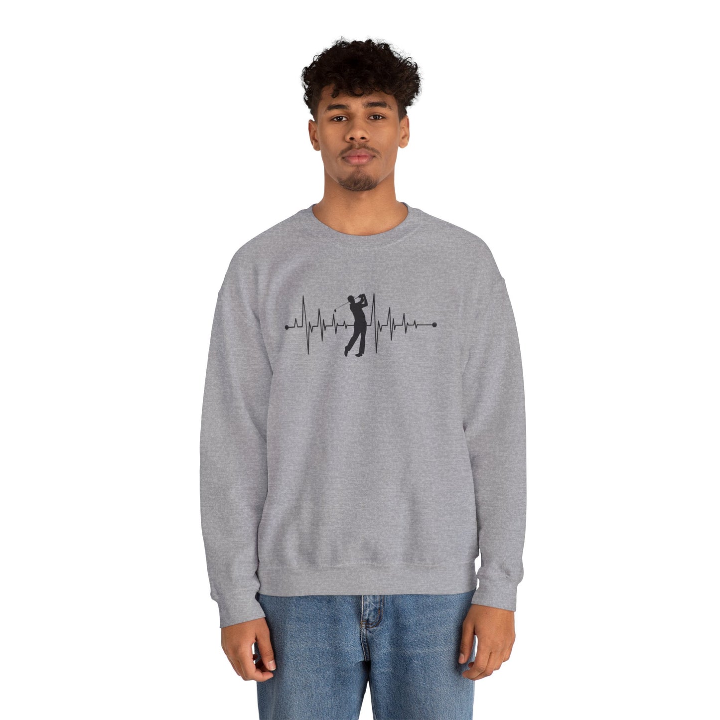 Golf Heartbeat (Adult Unisex Crewneck Sweatshirt)