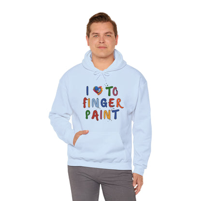 Matching Couple's Set -- I Love to Fingerpaint (Adult Unisex Hooded Sweatshirt)
