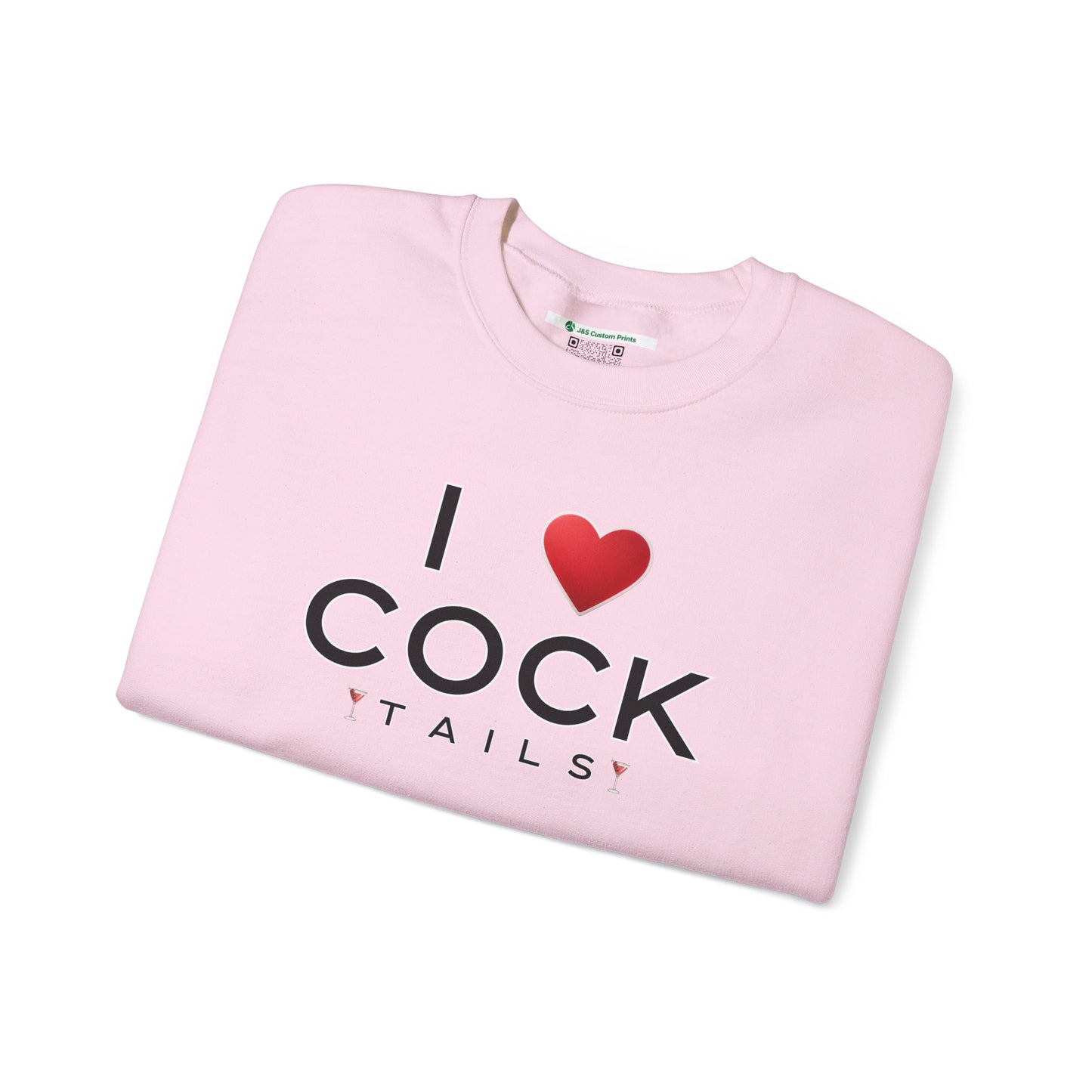 I Love Cocktails -- Simple Font (Adult Unisex Crewneck Sweatshirt)