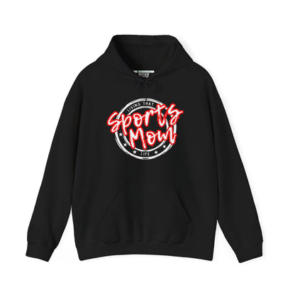 Sports Mom -- Red Font (Adult Unisex Hooded Sweatshirt)