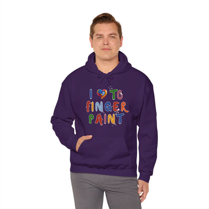 Matching Couple's Set -- I Love to Fingerpaint (Adult Unisex Hooded Sweatshirt)