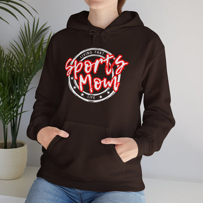 Sports Mom -- Red Font (Adult Unisex Hooded Sweatshirt)
