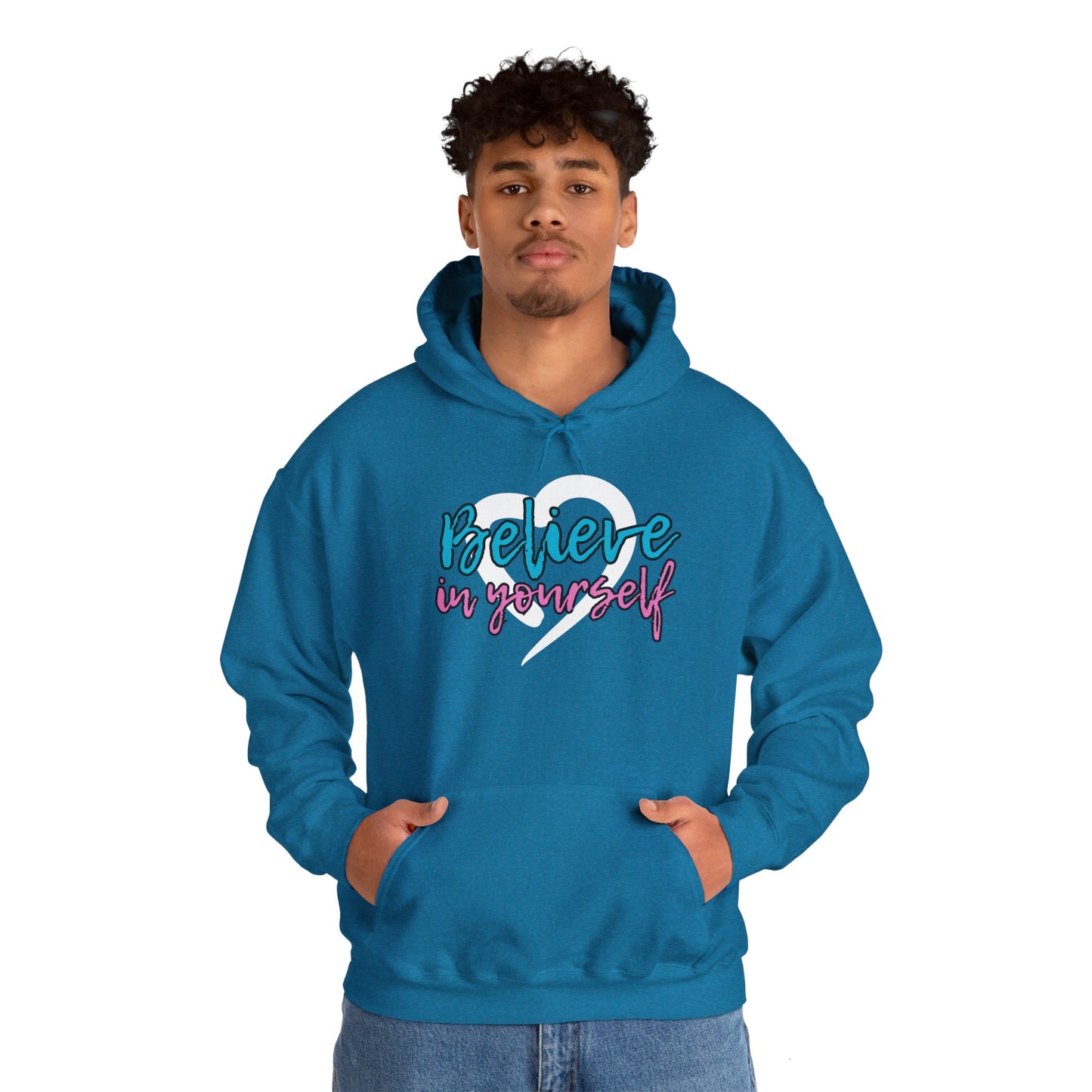 Believe In Yourself -- Blue/Pink (Adult Unisex Hooded Sweatshirt)