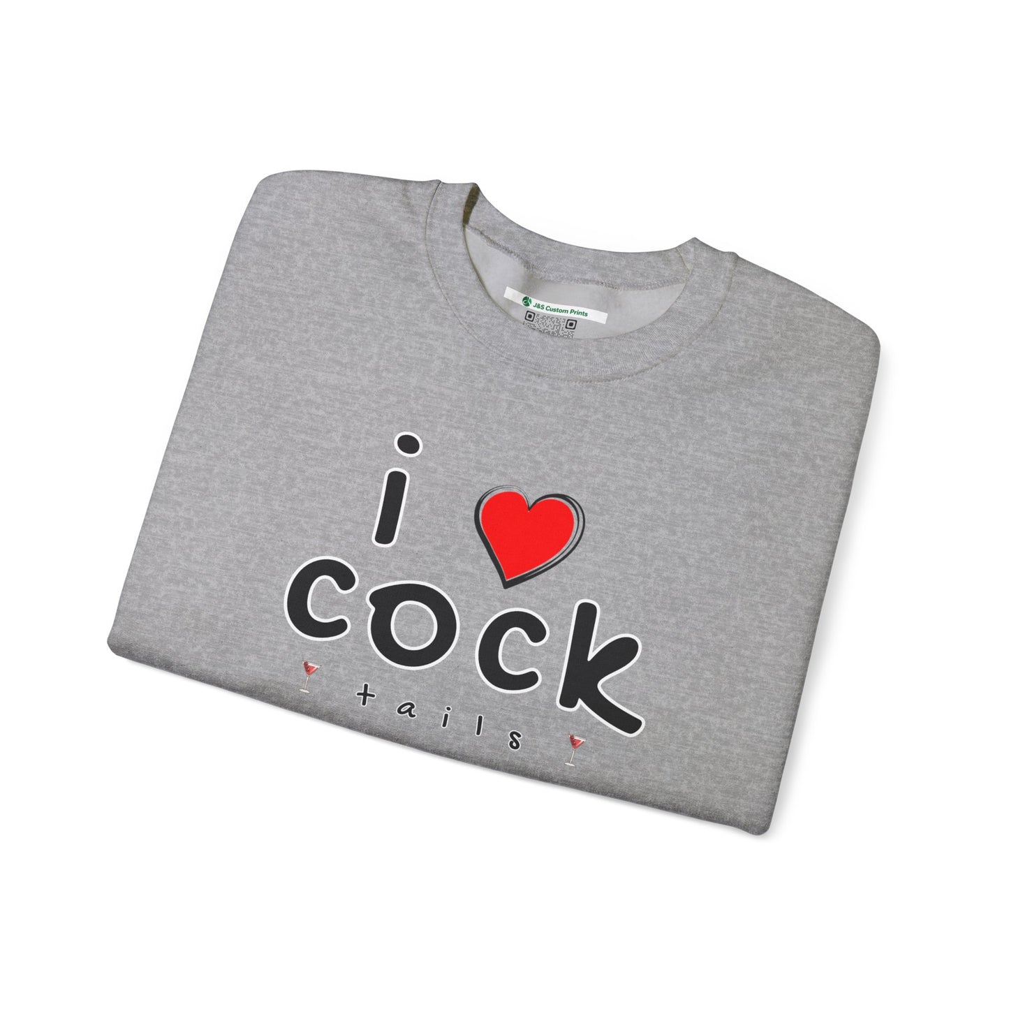 I Love Cocktails -- Playful Font (Adult Unisex Crewneck Sweatshirt)
