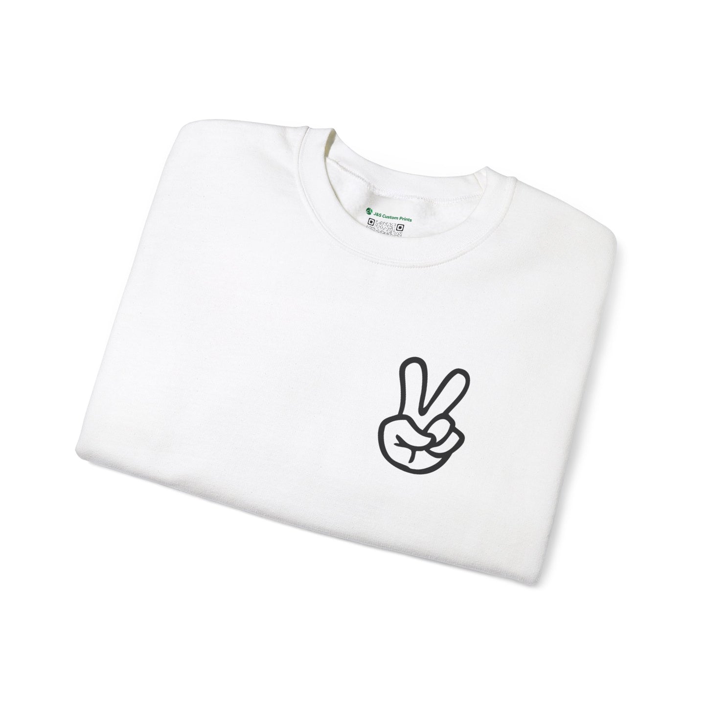 Peace Sign [Sleeve Message] (Adult Unisex Crewneck Sweatshirt)