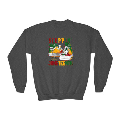 Steppin' Into Juneteenth (Youth Unisex Crewneck Sweatshirt)