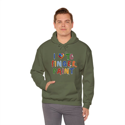 Matching Couple's Set -- I Love to Fingerpaint (Adult Unisex Hooded Sweatshirt)