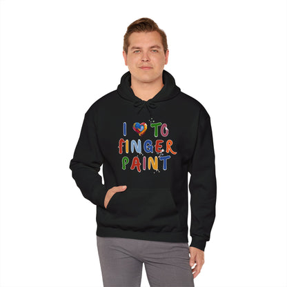 Matching Couple's Set -- I Love to Fingerpaint (Adult Unisex Hooded Sweatshirt)