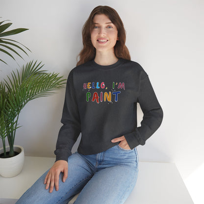 Matching Couple's Set -- Hello, I'm Paint (Adult Unisex Crewneck Sweatshirt)