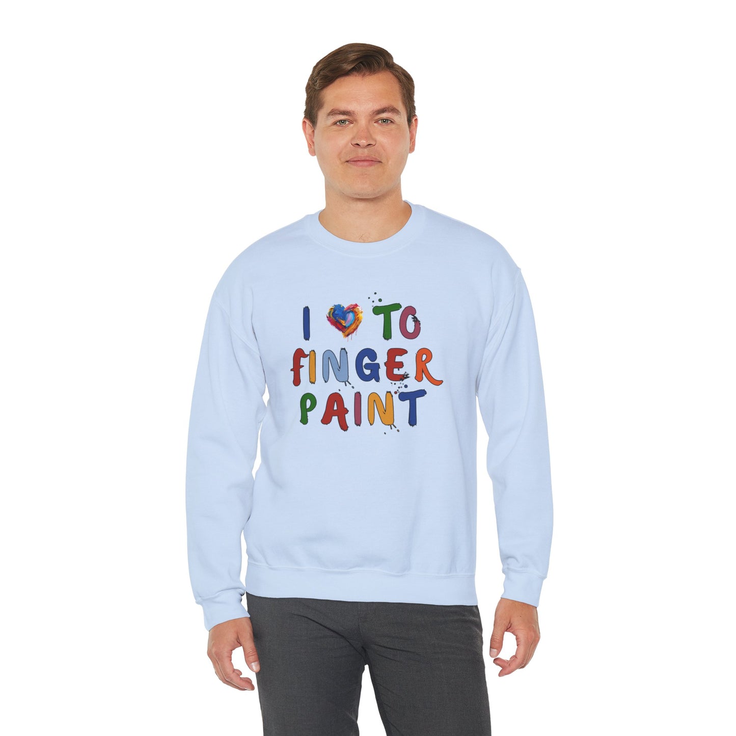 Matching Couple's Set -- I Love to Fingerpaint (Adult Unisex Crewneck Sweatshirt)