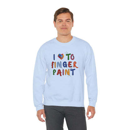 Matching Couple's Set -- I Love to Fingerpaint (Adult Unisex Crewneck Sweatshirt)