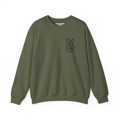Peace Sign [Sleeve Message] (Adult Unisex Crewneck Sweatshirt)