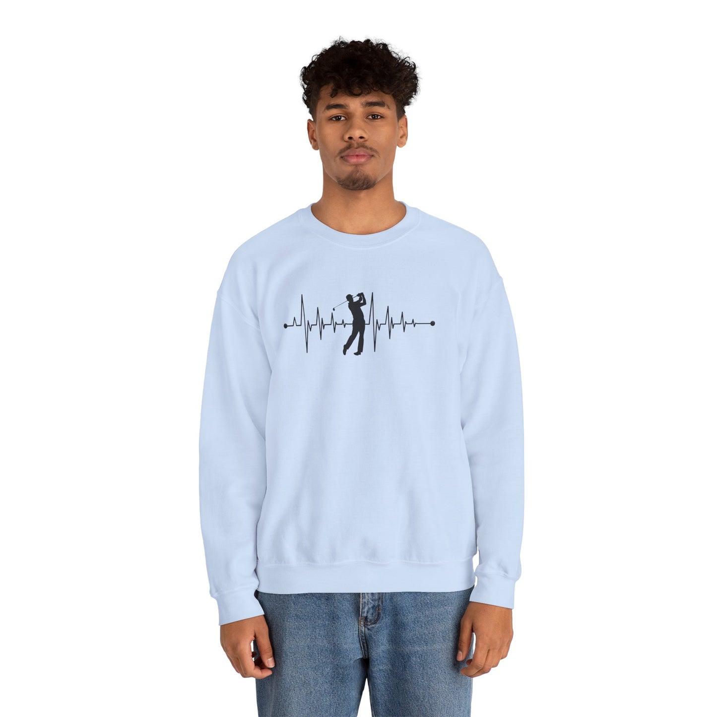 Golf Heartbeat (Adult Unisex Crewneck Sweatshirt)