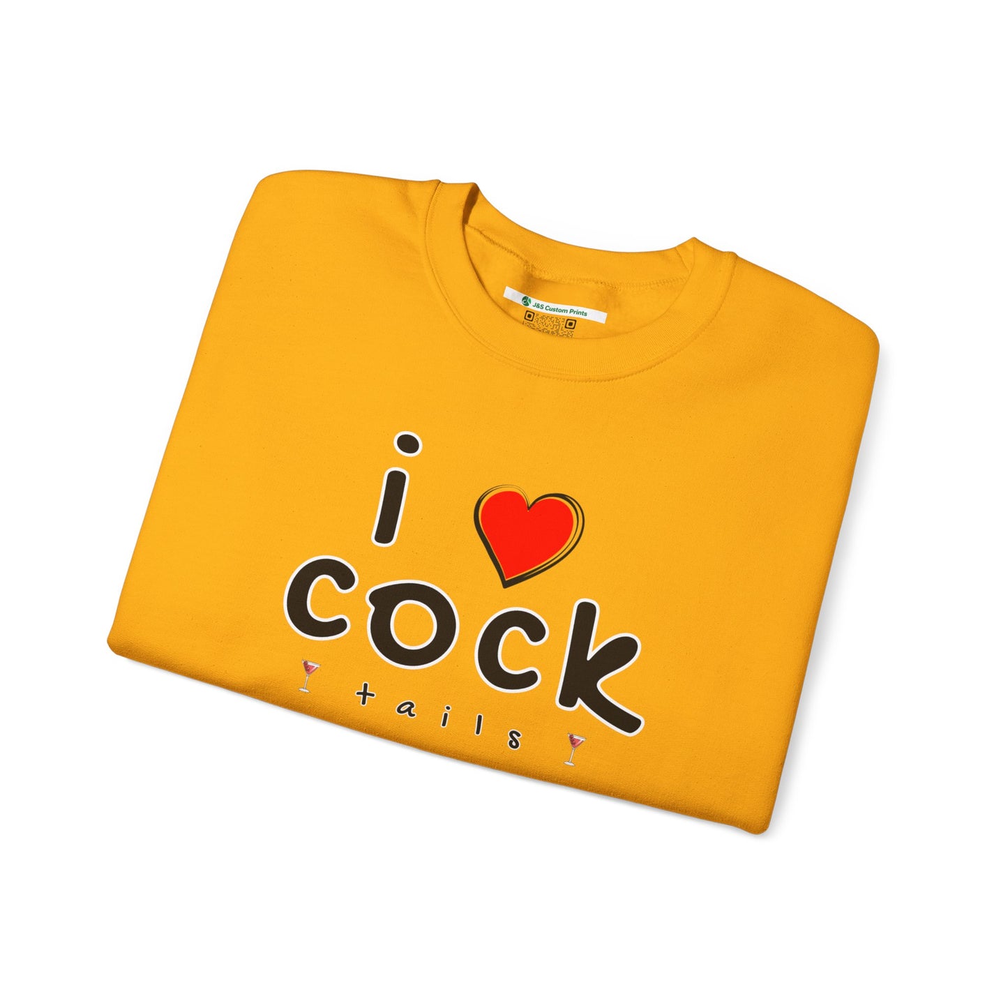 I Love Cocktails -- Playful Font (Adult Unisex Crewneck Sweatshirt)