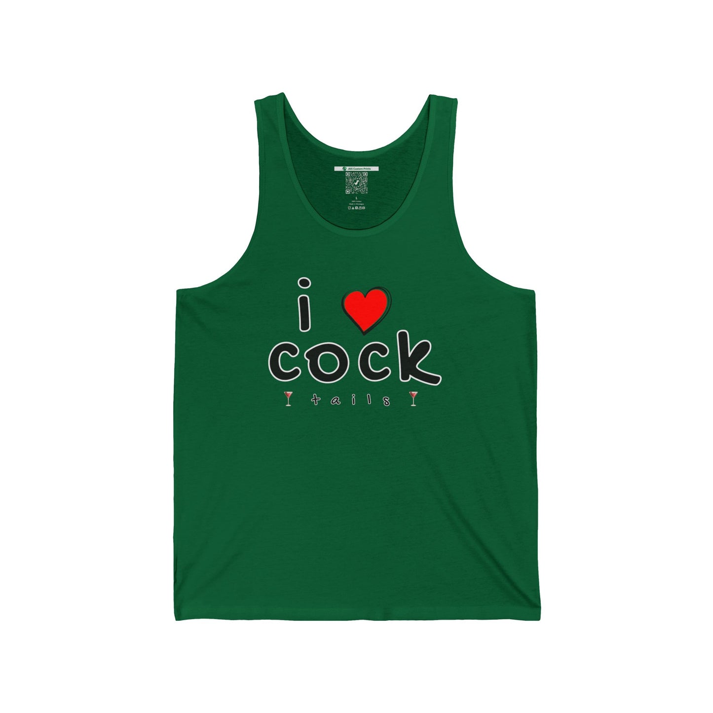 I Love Cocktails -- Playful Font (Adult Unisex Tank Top)