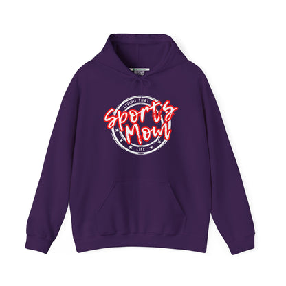 Sports Mom -- Red Font (Adult Unisex Hooded Sweatshirt)
