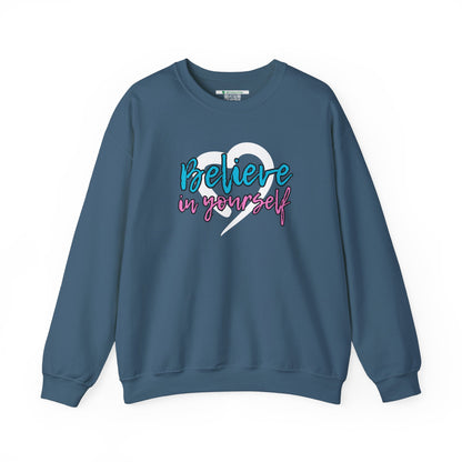 Believe In Yourself -- Blue/Pink (Adult Unisex Crewneck Sweatshirt)