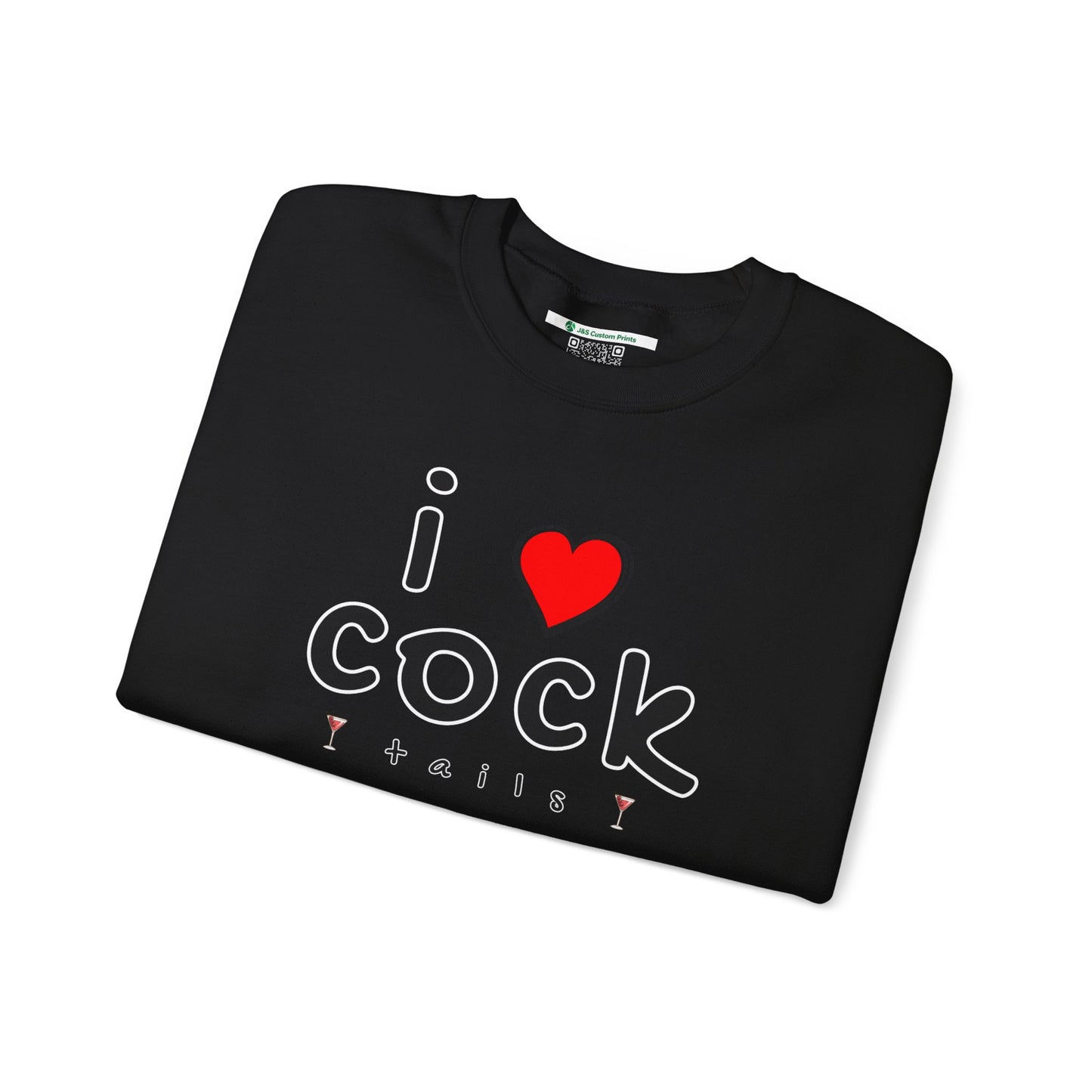I Love Cocktails -- Playful Font (Adult Unisex Crewneck Sweatshirt)