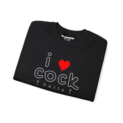 I Love Cocktails -- Playful Font (Adult Unisex Crewneck Sweatshirt)