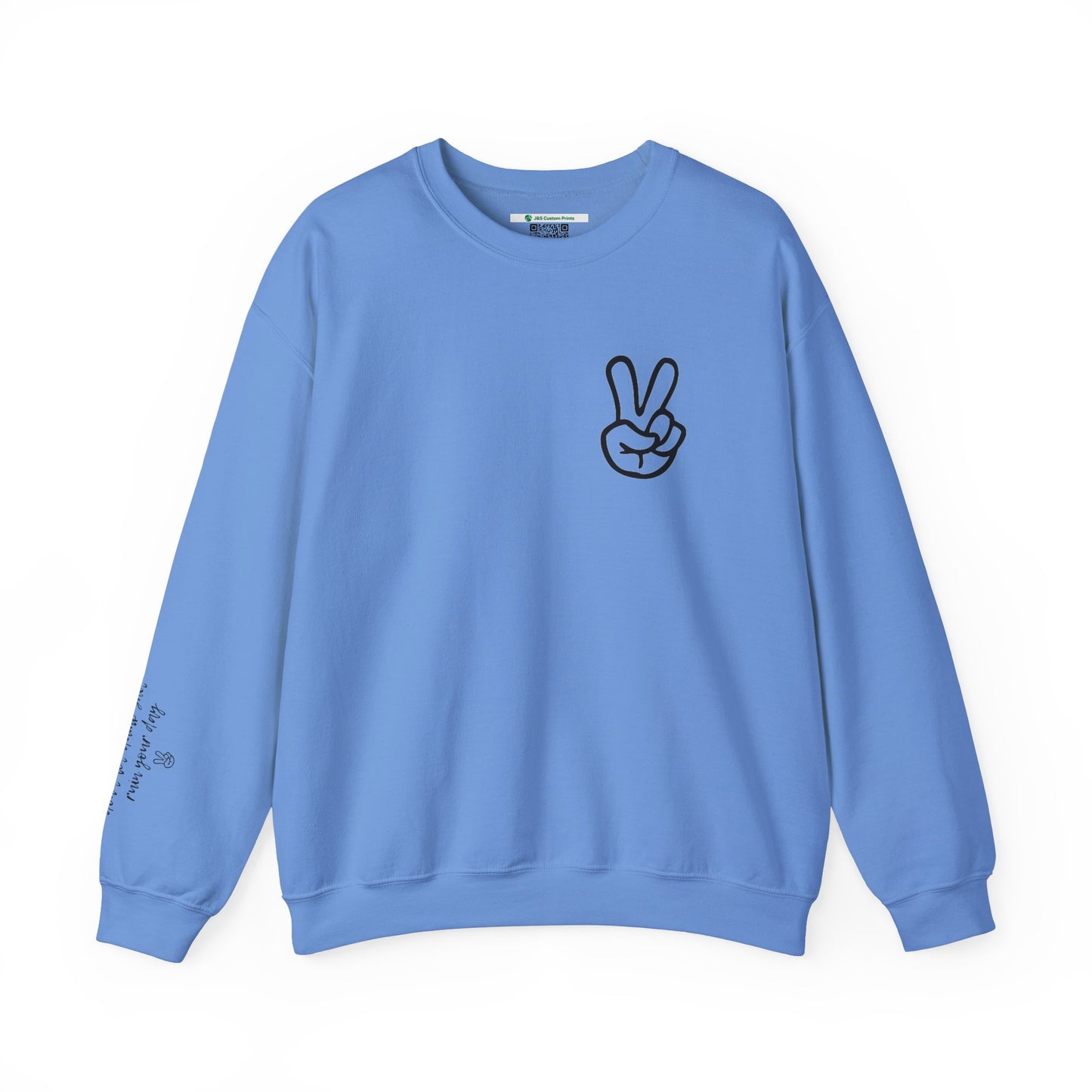 Peace Sign [Sleeve Message] (Adult Unisex Crewneck Sweatshirt)