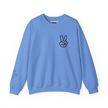 Peace Sign [Sleeve Message] (Adult Unisex Crewneck Sweatshirt)