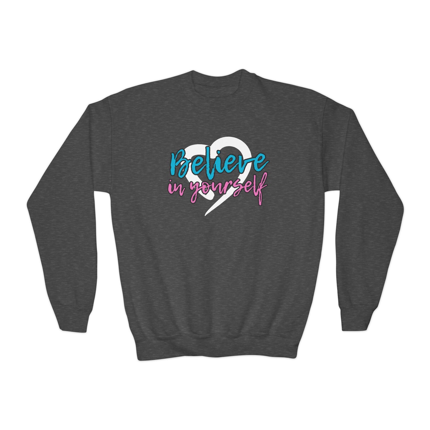 Believe In Yourself -- Blue/Pink (Youth Unisex Crewneck Sweatshirt)